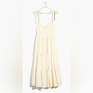 Madewell Eyelet Lucie Tie-Strap Tiered Midi Dress